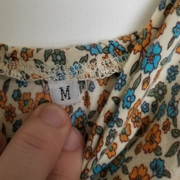 Floral dress unbranded sleeveless floral Medium EUC blue orange flowers - Picture 4 of 9